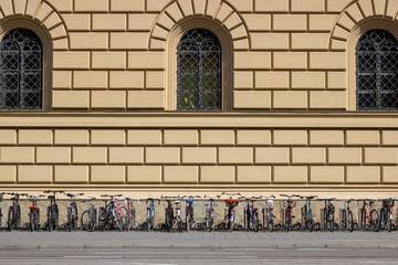 Many bikes on the street