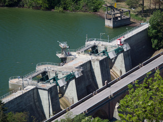 Detail of the dam of the artificial lake of Mercatale, Italy
