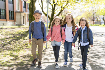 A Group of students outside at school standing together