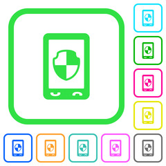 Mobile protection vivid colored flat icons