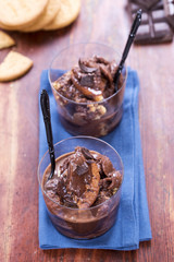 Chocolate pudding with biscuits