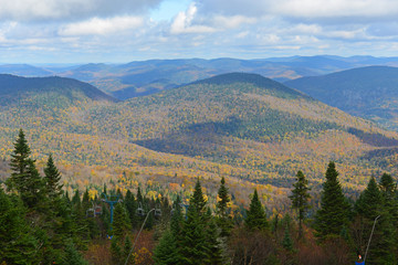 Mont Tremblant fall foliage, from top of Mont Tremblant, Quebec, Canada.