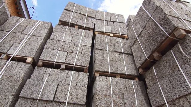 commercial warehouse building block, wood chips, bricks