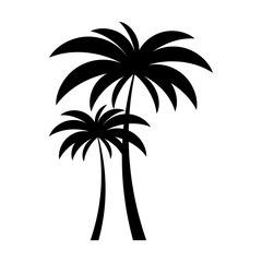 Fototapeta na wymiar Black vector two palm tree silhouette icon