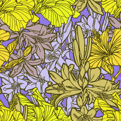 Seamless pattern with flowers lily