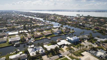 Naklejka premium Aerial of Canal Side Living in Florida