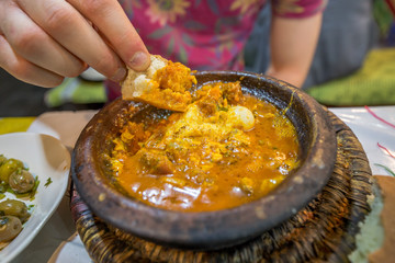 moroccan tajina served in street food markets in Marrakech