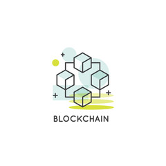 Vector Icon Style Illustration of Blockchain Cryptocurrency Exchange, Buying and Selling, Continuously Growing List of Records Concept. Minimalistic Outline Logo