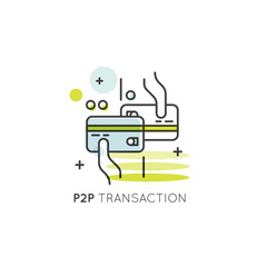 Vector Icon Style Illustration Concept of Peer-to-Peer Transaction, Mobile and Desktop Application Development, Direct Transaction of Funds and Money, Online Mobile Bank