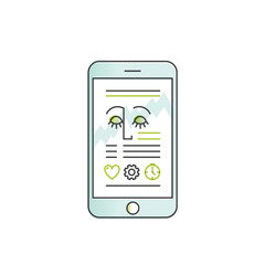 Vector Icon Style Illustration of Mobile Health Tracker App with Sleep Analysis and Personal Profile Data. Minimalistic Outline Logo