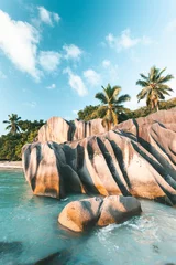 Cercles muraux Anse Source D'Agent, île de La Digue, Seychelles Plage tropicale aux Seychelles