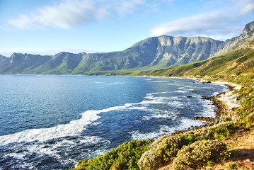 Seaside road at sunset Boland Mountain Complex, Western Cape