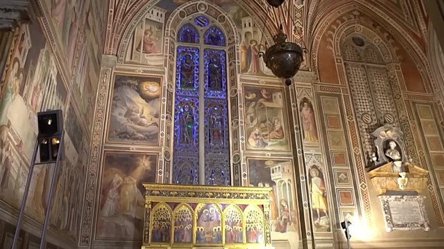 FLORENCE, ITALY - NOVEMBER 2016: Interior of Basilica di Santa Croce di Firenze.