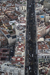 Obraz premium View of Madrid skyscrapers, Spain. Sunset rain