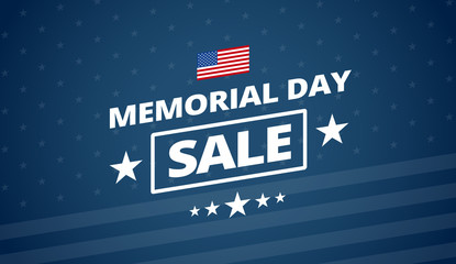 Memorial Day Sale blue background vector illustration