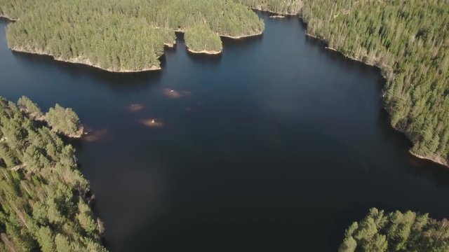 Norwegian lake aerial drone video