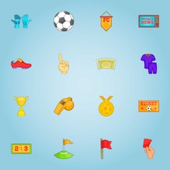 Football icons set. Cartoon illustration of 16 football vector icons for web