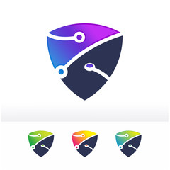 Shield Tech Logo Design Element Template