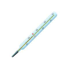 Medical mercury thermometer. Diagnostic thermometer for measurement of human body temperature.