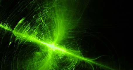 Green Abstract Lines Curves Particles Background