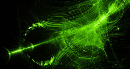Green Abstract Lines Curves Particles Background