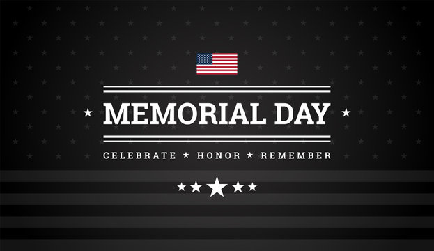 Memorial Day black background w/ the United States flag - memorial day vector