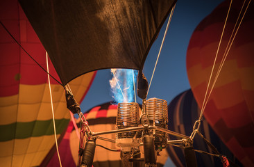 Fototapeta na wymiar Close up of hot air balloon fire in Albuquerque, New Mexico. 
