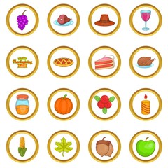 Thanksgiving vector set in cartoon style isolated on white background