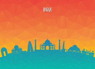 India Landmark Global Travel And Journey paper background. Vector Design Template.used for your advertisement, book, banner, template, travel business or presentation.