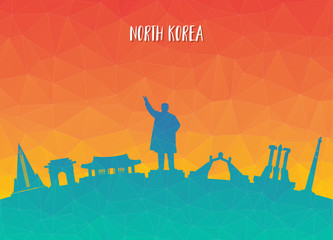 North Korea Landmark Global Travel And Journey paper background. Vector Design Template.used for your advertisement, book, banner, template, travel business or presentation.