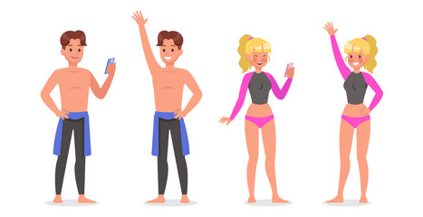 Summer holiday. People character design no21