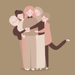 Friends group young People Bonding hug casual concept