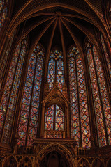 Paris, Northern France - July 08, 2017. Stained glass windows and baldachin at the Sainte-Chapelle (church) in Paris. Known as the “City of Light”, is one of the most awesome world’s cultural center.  © Celli07