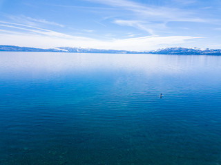 Paddleboarding in Cold Lake Tahoe