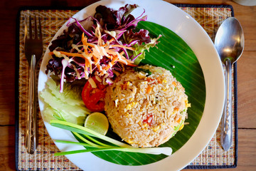 Pork fried rice food Thai
