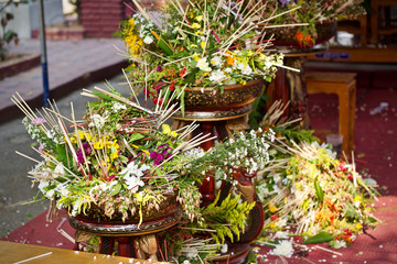 Thailand new year holiday tradition vacation to water the monk 
