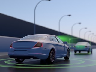 Fototapeta na wymiar Driverless autonomous vehicle with lidar technology