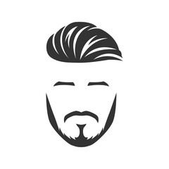 Vector of bearded man face, with mustache, isolated background