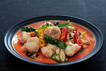 Fried Shrimp Ball With Hot And Spicy Herbs