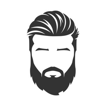 recommend clip art: Vector of bearded man face, with mustache, isolated background