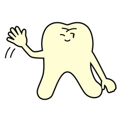 ウィンクしながら手をあげる歯