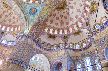 Interior of famous Blue mosque in Istanbul, Turkey