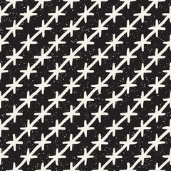 Hand drawn style ethnic seamless pattern. Abstract grungy geometric background in black and white.