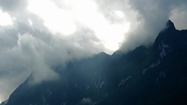 Clouds around the mountain top, mountains in Pha Daeng National Park - Chiang Dao National Park, Chiang Mai province, Thailand