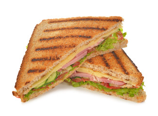 Sandwich with cucumber, cheese and ham