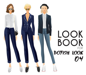 Body Template with Outfits and Accessories for Boyish Look : Vector Illustration