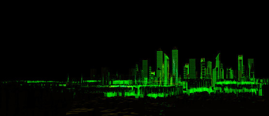 futuristic 3d city neon light