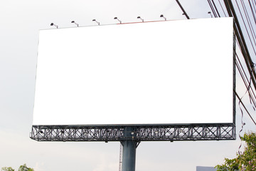 Obraz premium White blank billboard or signboard on street side for mock up presentation.