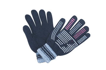 Colorful multipurpose black gloves isolated on white background 