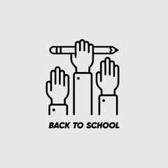 Back to School Flat Vector Sign. A poster on gray background. Vector Icon. Vector Illustration.